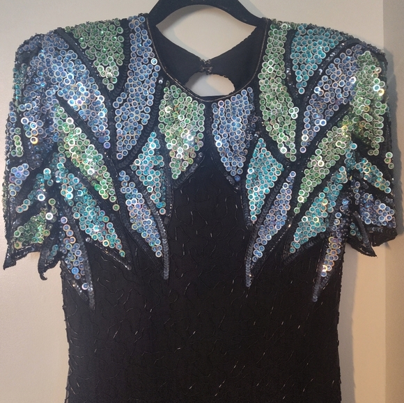 Scala 100 Percent Pure Slik Beaded and Sequin Dress Size M - Picture 2 of 5